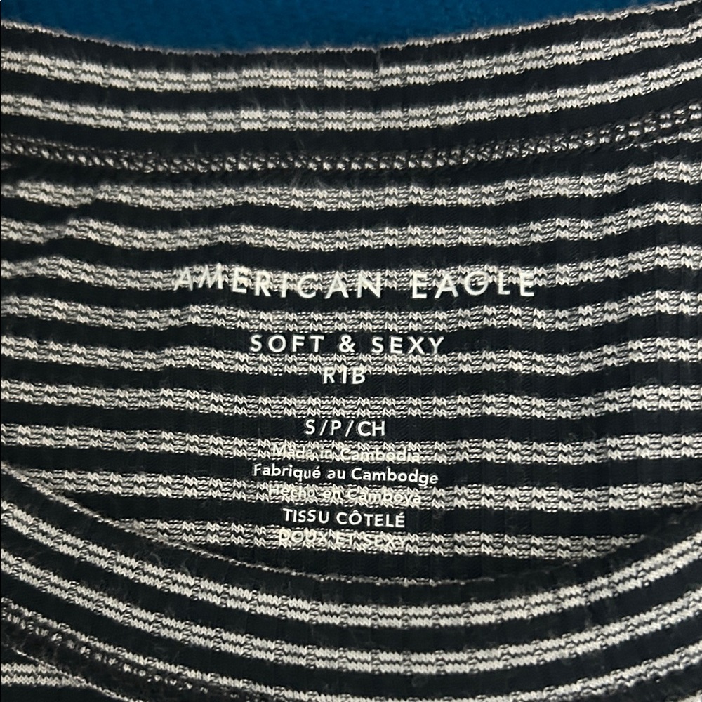 American Eagle Outfitters Black and White Striped Tank Top - Picture 2 of 4